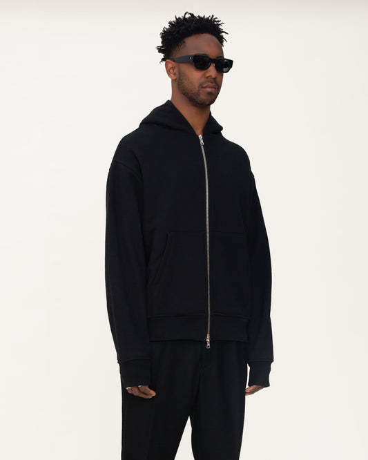 zip up hoodies, black hoodie, mens hoodie, angle side