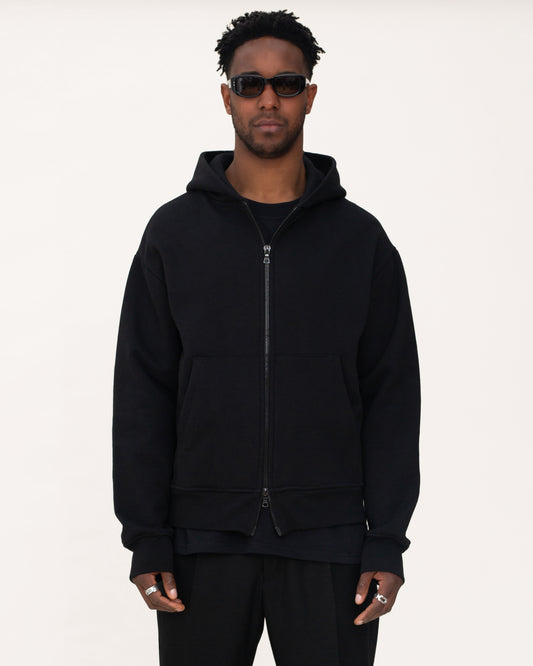 zip up hoodies, black hoodie, mens hoodie, front side