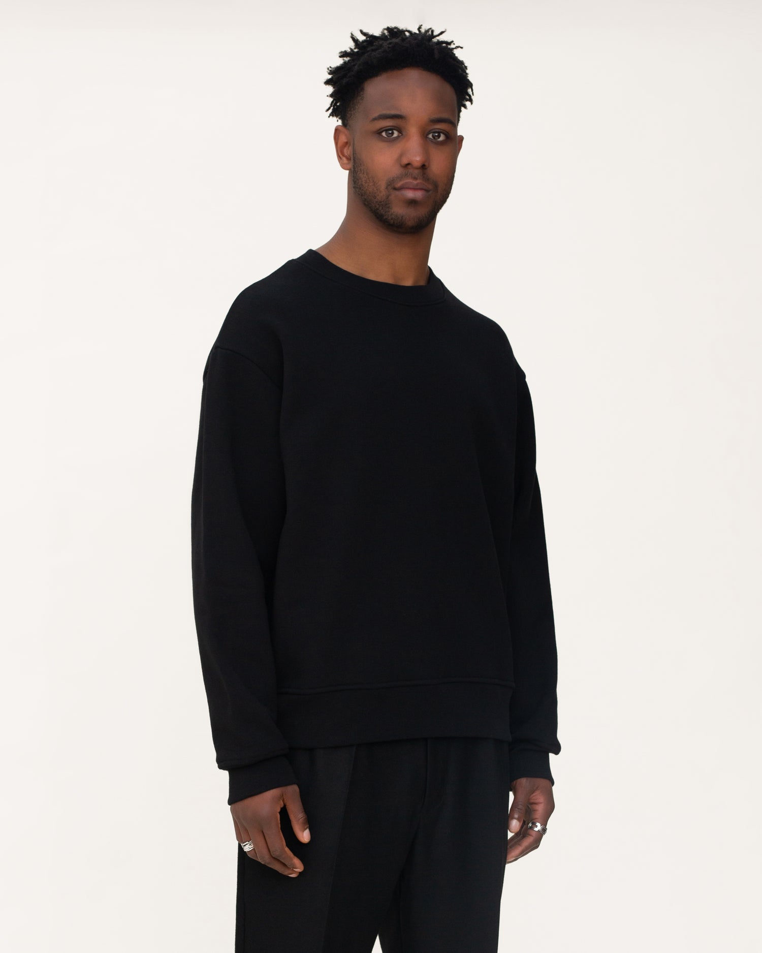 mens designer sweatshirts, mens black sweatshirt, angle side