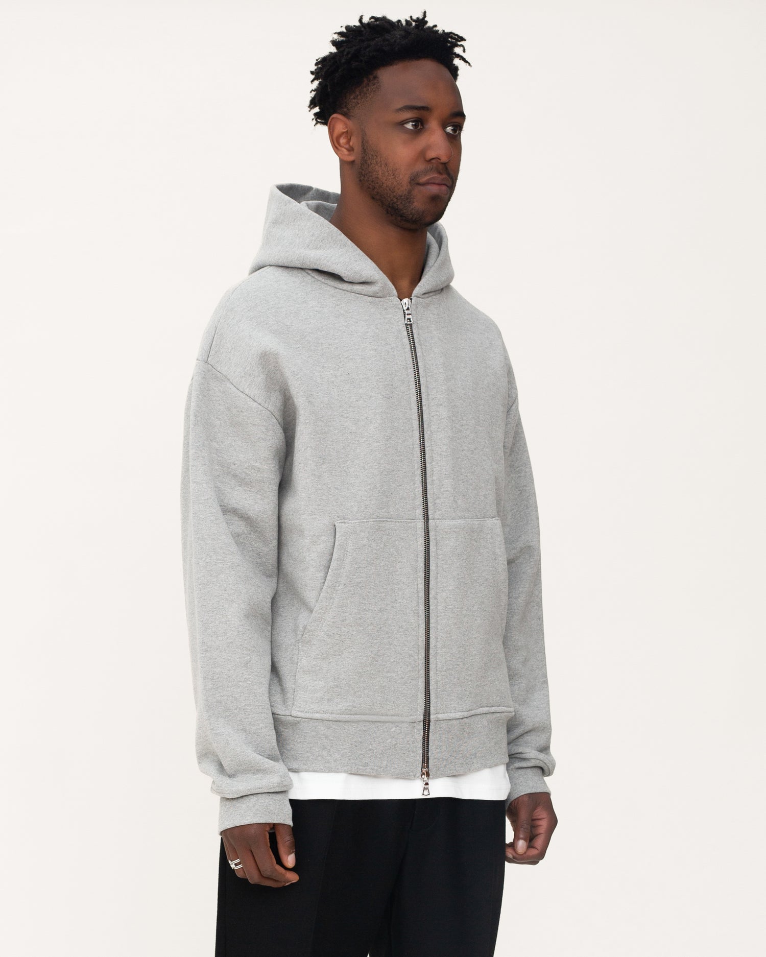 zip up hoodies, grey hoodie, mens hoodie, angle side