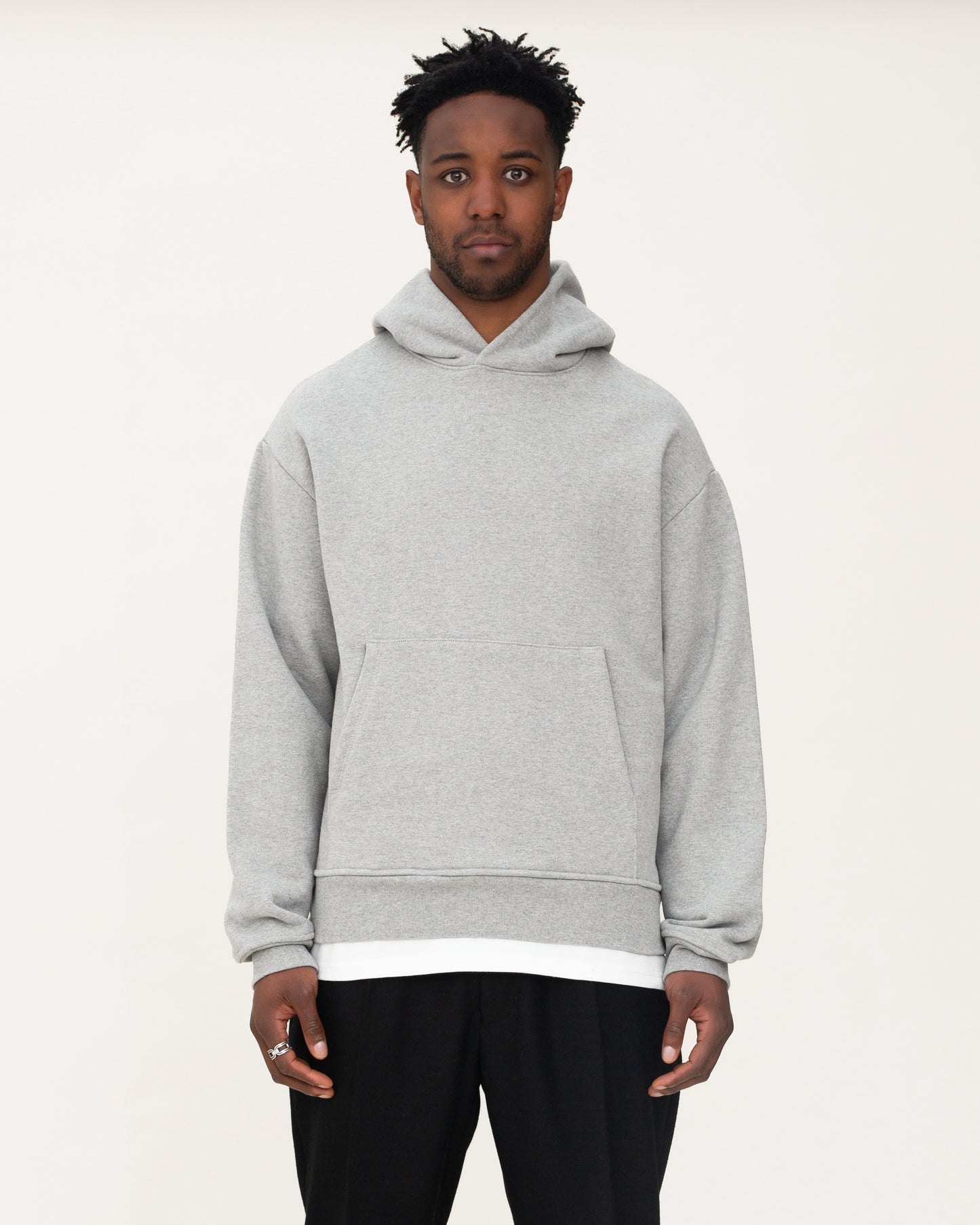 designer hoodie, grey hoodie, mens hoodie, front side