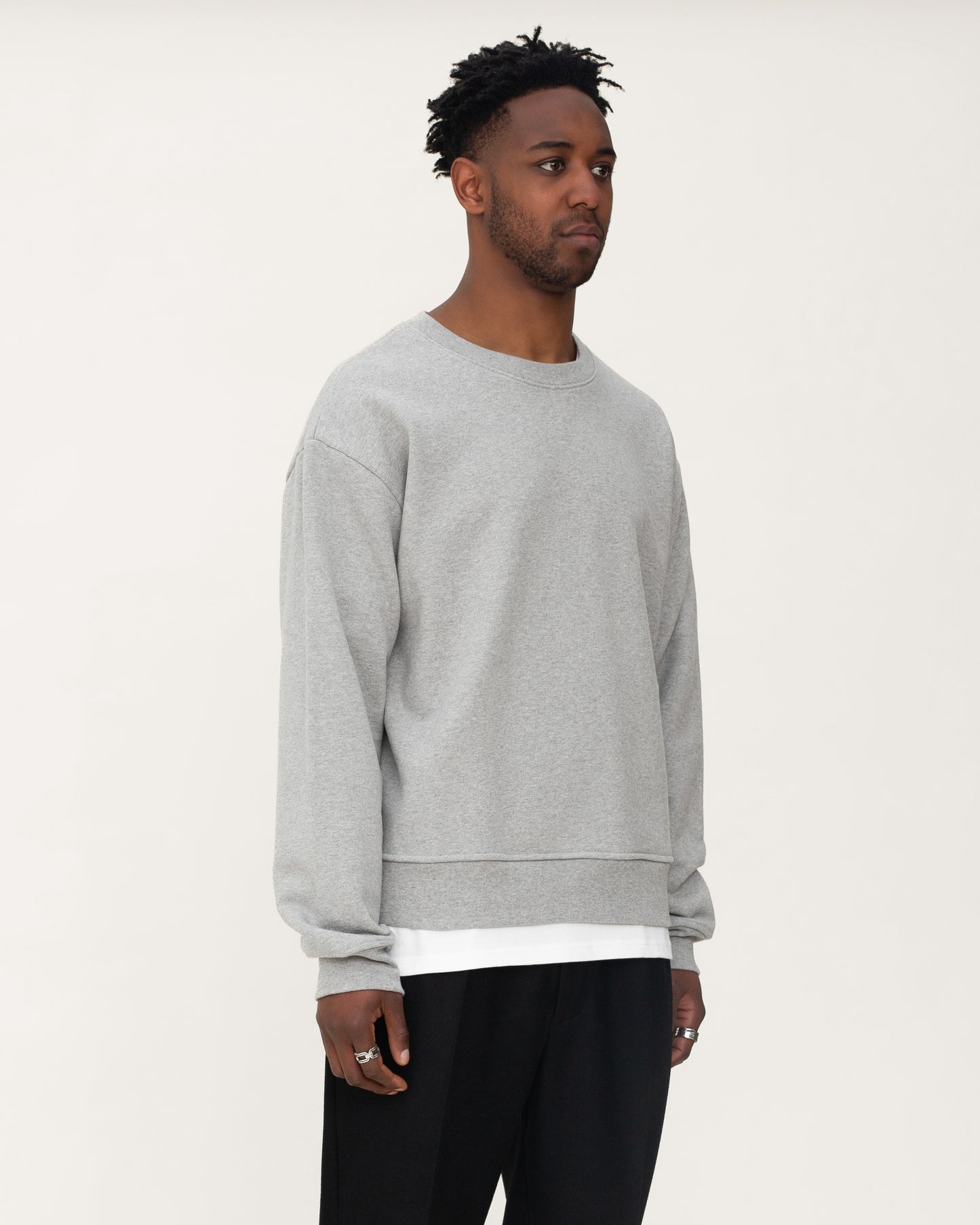 mens designer sweatshirts, mens grey sweatshirt, angle side
