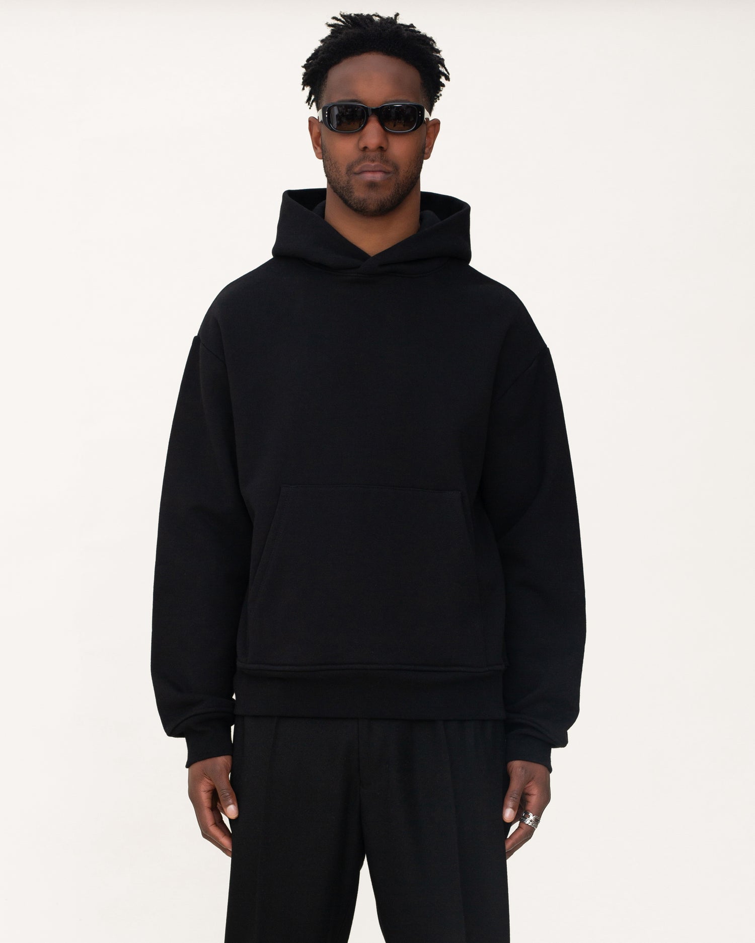 designer hoodie, black hoodie, mens hoodie, front side