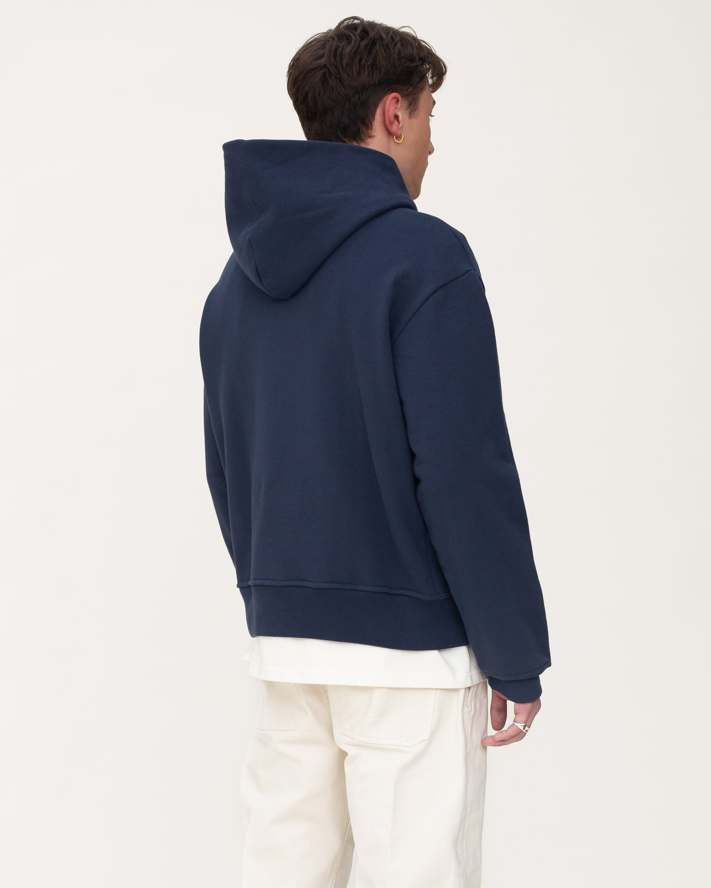 zip up hoodies, navy hoodie, mens hoodie, back side