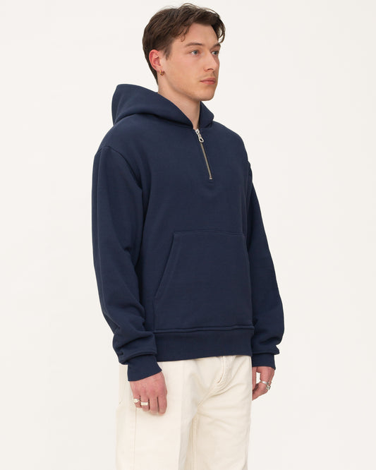 zip up hoodies, navy hoodie, mens hoodie, angle side