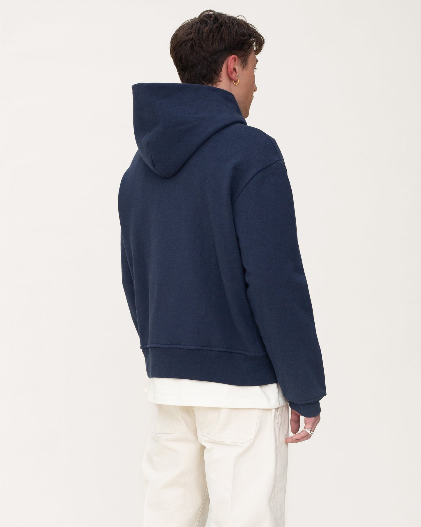 designer hoodie, navy hoodie, mens hoodie,  back side